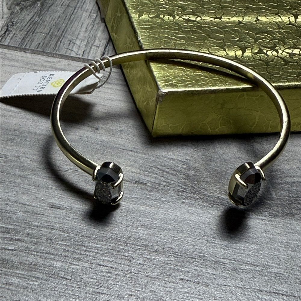 Kendra Scott Womens Gold Edie Platinum Drusy Stone Adjustable Cuff Bracelet NWT